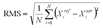 The root mean square (RMS) error equation